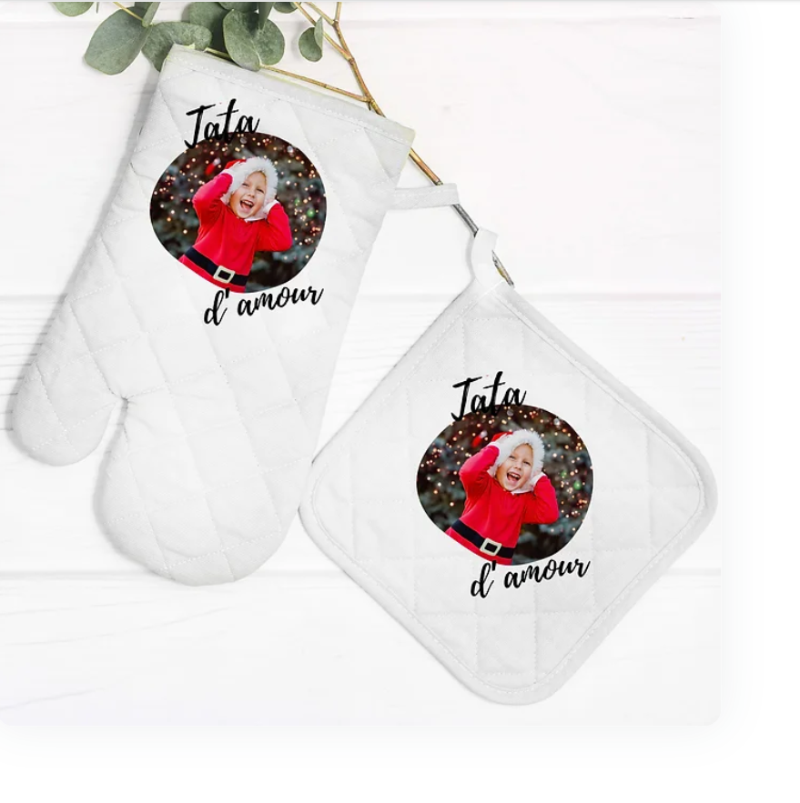 Gant et manique personnalisés avec photo et message