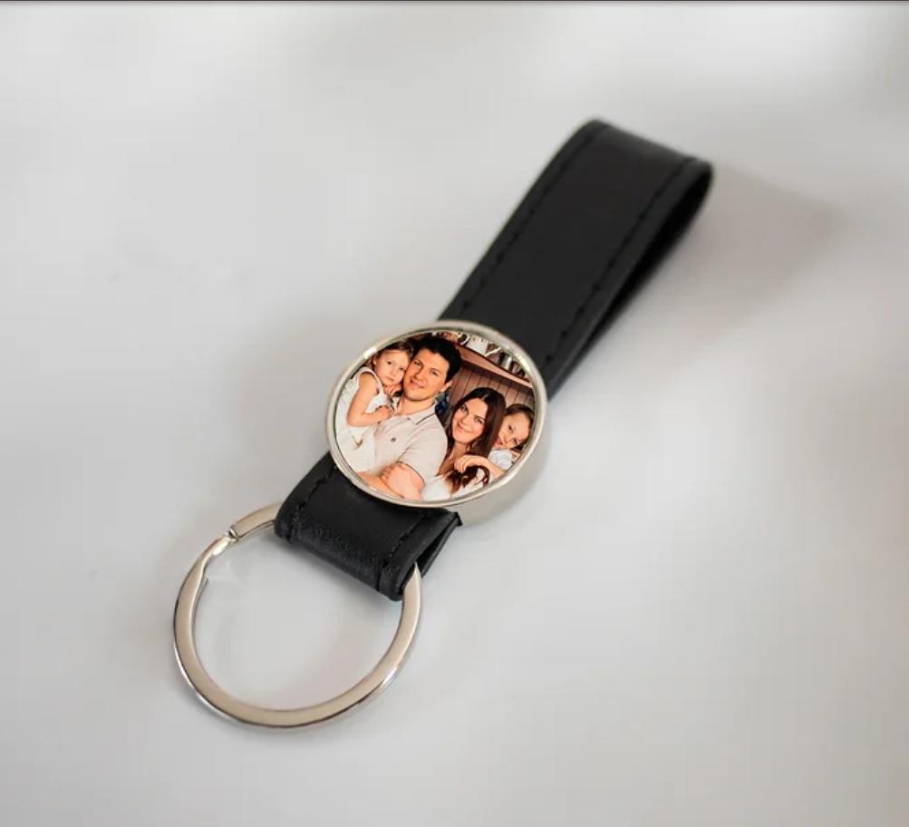 Porte-clé personnalisé photo lanière en similicuir