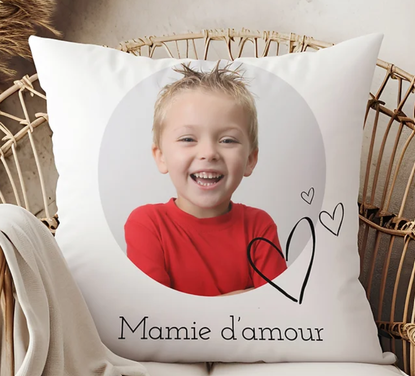 Coussin personnalisé photo et message