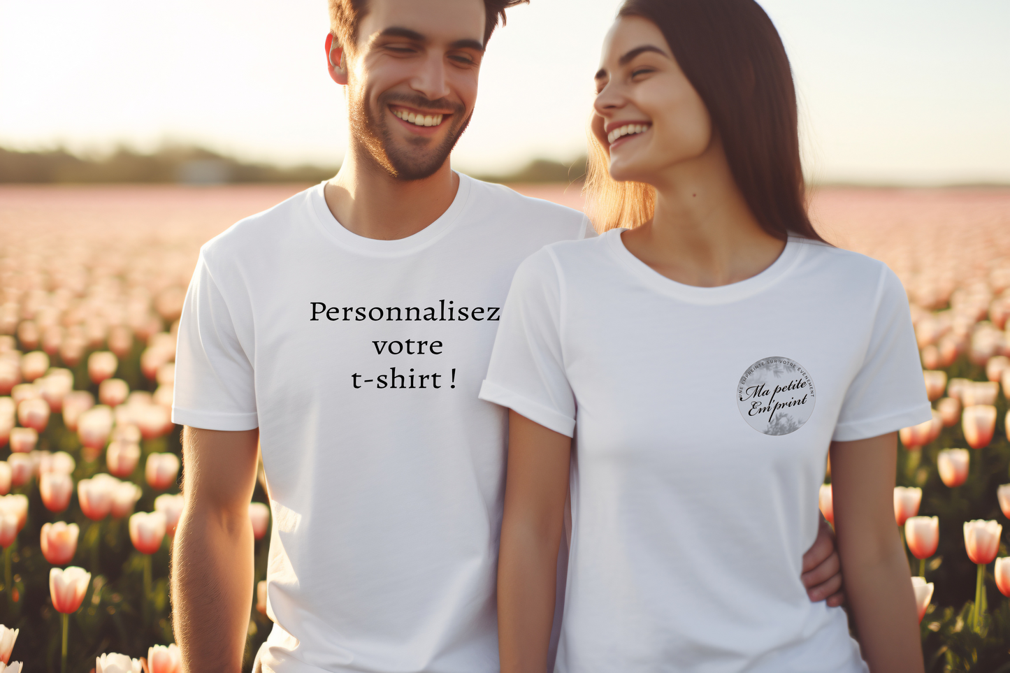 t-shirt manches coutes personnalisable blanc imprimé