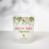 Petit photophore en verre personnalisé – Motifs de Noël