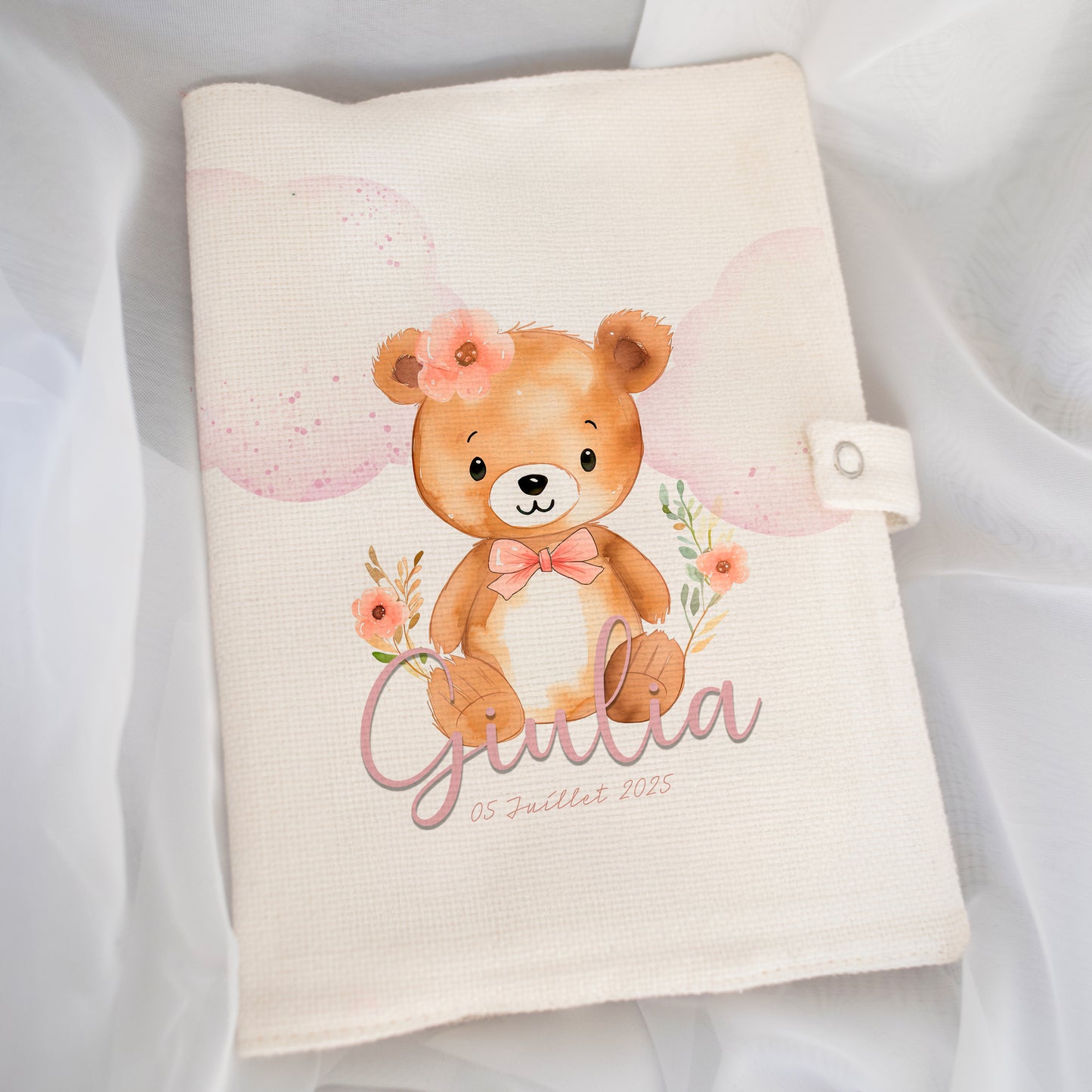 Protège carnet de santé personnalisé motif ourson