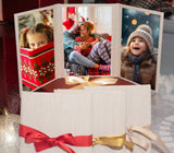 Trifolio personnalisé 3 volets - 3 photos à poser avec fermeture ruban beige