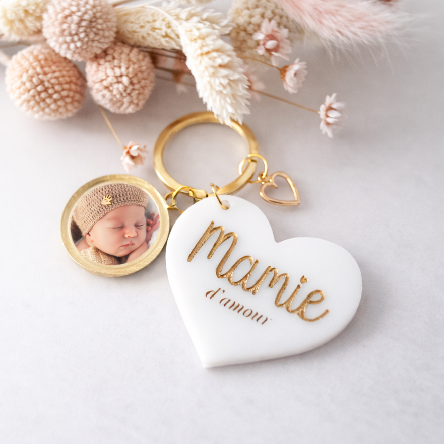 porte clé cœur gravé plexiglass