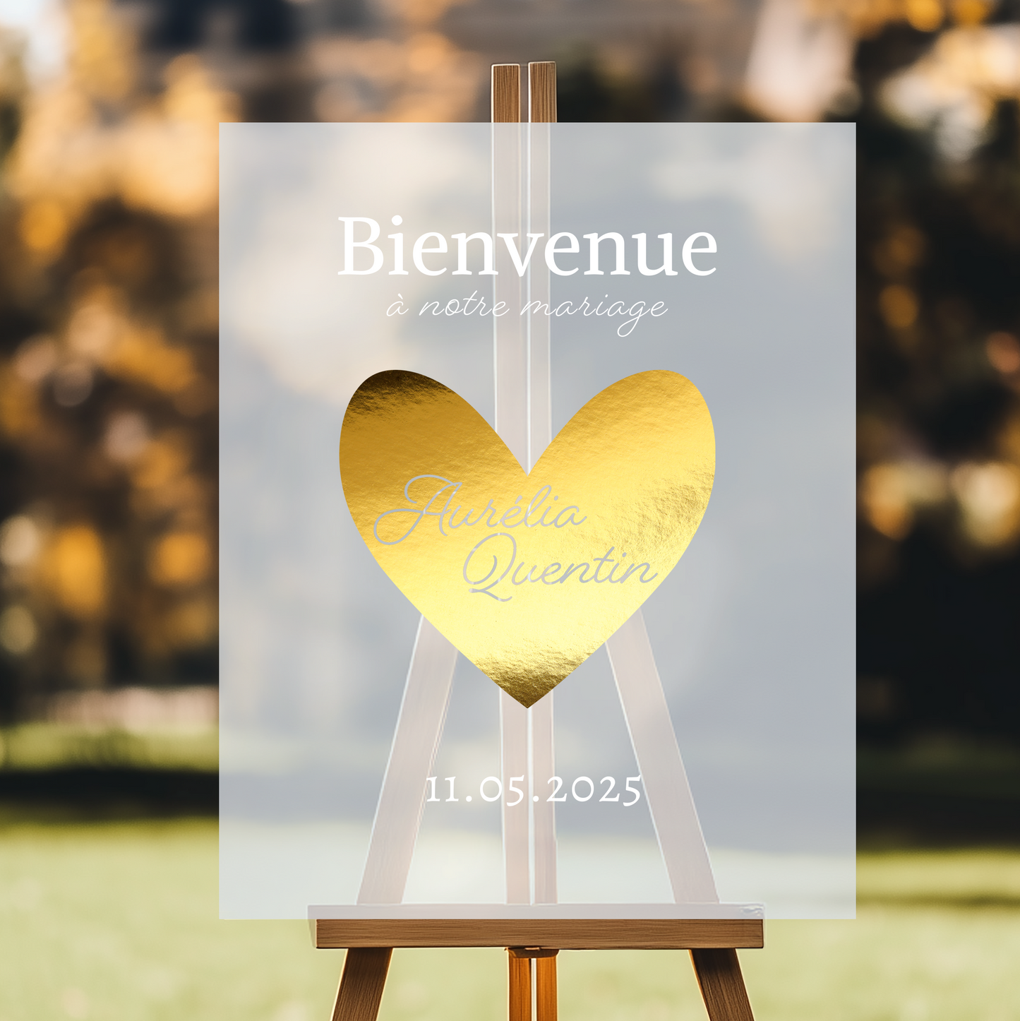 panneau de bienvenue personnalisé mariage en plexiglass givré