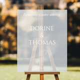 panneau de bienvenue personnalisé mariage en plexiglass givré