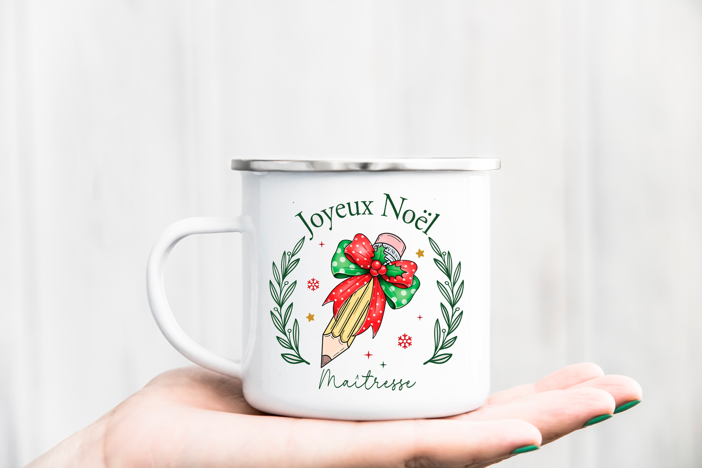 Mug en Métal Personnalisé - noël Maîtresse, maîrtre,AESH, ATSEM