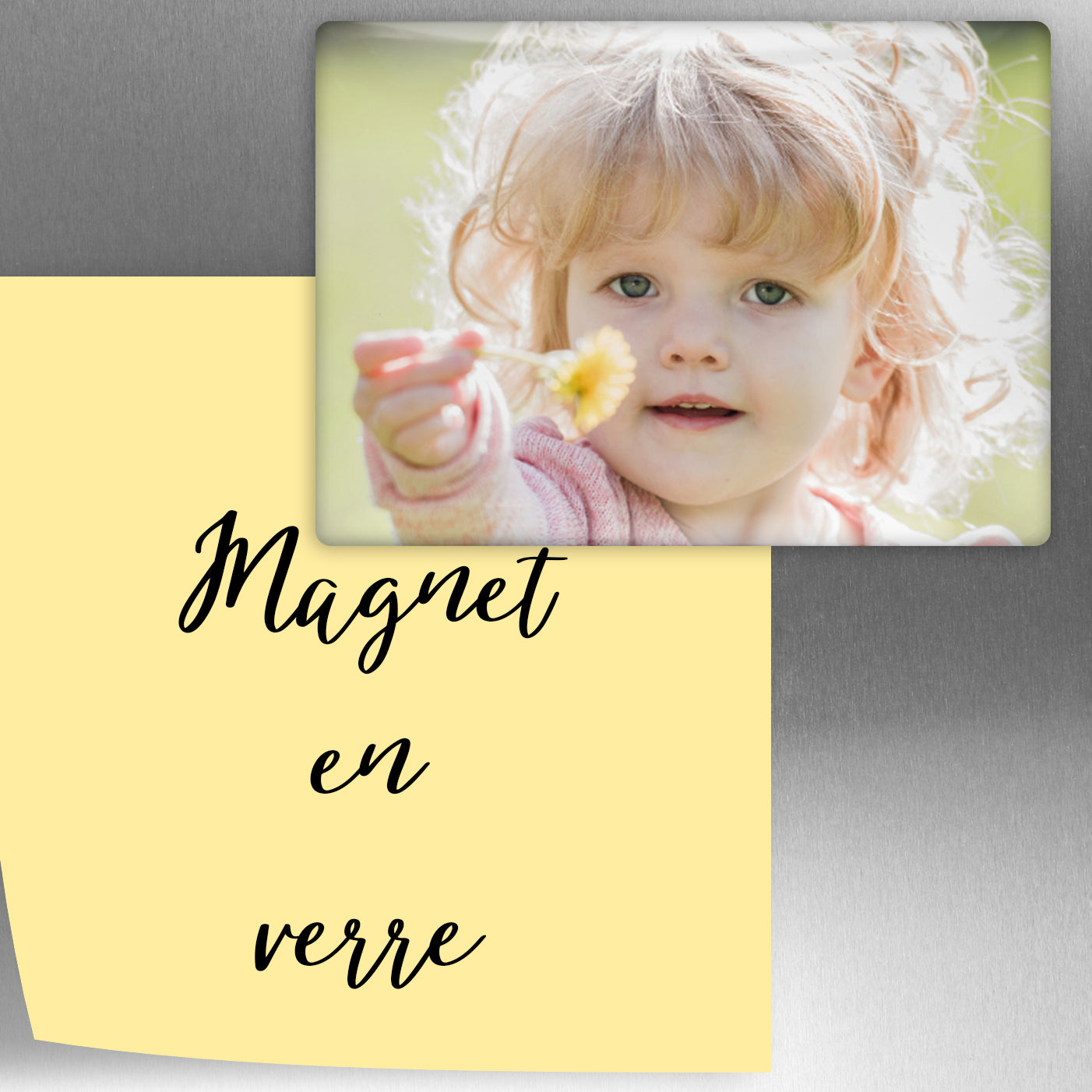 Magnet photo rectangulaire en verre 8,5 x 5,5 cm