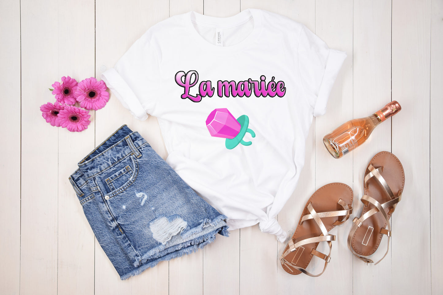 T-shirt EVJF model retro personnalisé ( La mariée)