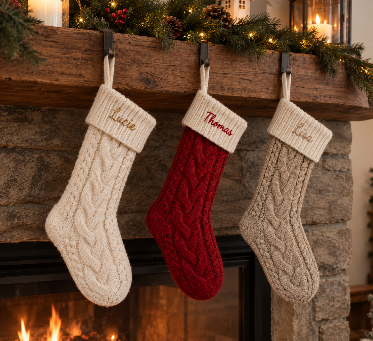Chaussettes le Noël personnalisée. Chaussette de cheminée en laine prénom