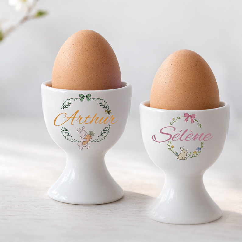 Coquetier personnalisé avec prénom Cadeau de Pâques Coquetier enfant Décoration de table de Pâques