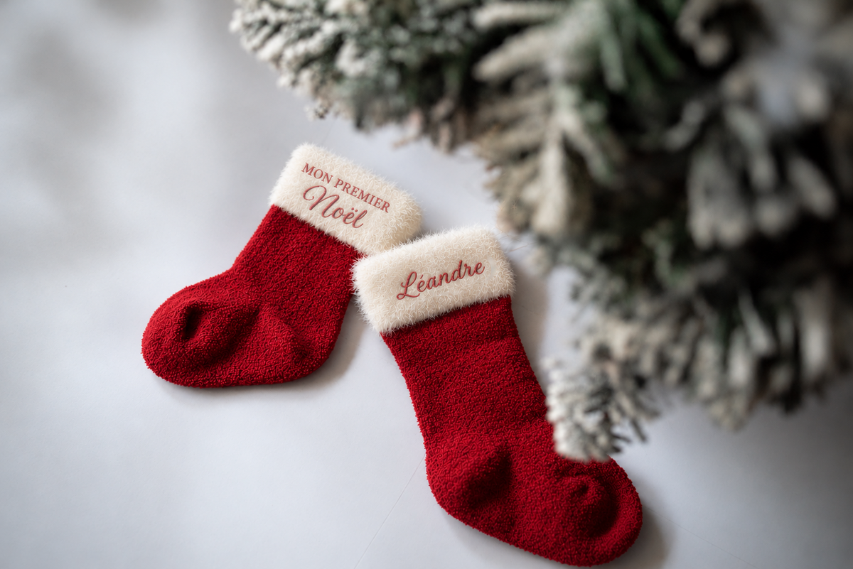 Chaussette de naissance personnalisé Noël tenue de Noël bébé