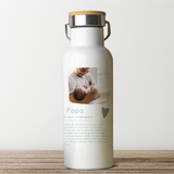 Gourde Bouteille Personnalisée photo et définition papa en Inox - Cadeau Fête des pères avec Photo