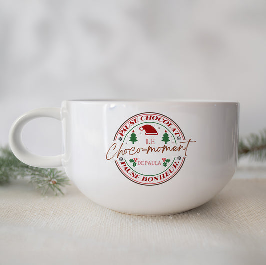 Gros bol personnalisé – Motif de Noël (avec ou sans anse) idée cadeau famille maître, maîtresse, nounou...