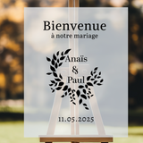 panneau de bienvenue personnalisé mariage en plexiglass givré