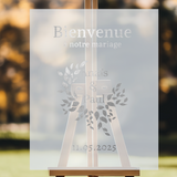 panneau de bienvenue personnalisé mariage en plexiglass givré
