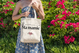 Grand Sac personnalisé mamie . Tissus effet lin beige personnalisé prénom