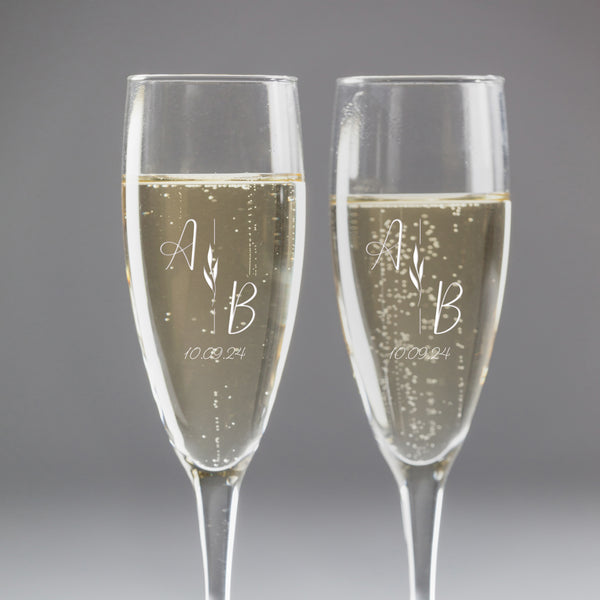 Flûtes à champagne gravées personnalisées mariage | Cadeau pour mariés, décoration mariage