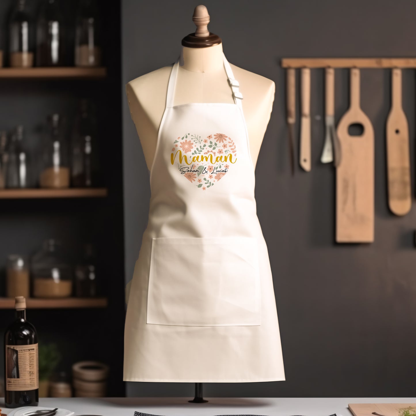 Tablier personnalisé messages maman - cadeau fête des mères, anniversaire maman