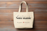 Grand Sac personnalisé mamie . Tissus effet lin beige personnalisé prénom