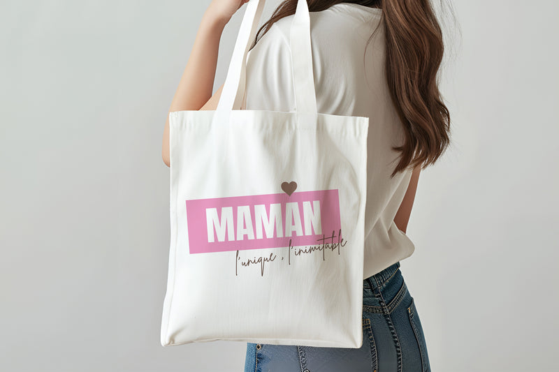 sac tote bag personnalisé « maman l’unique, l’inimitable » cadeau maman fete des meres