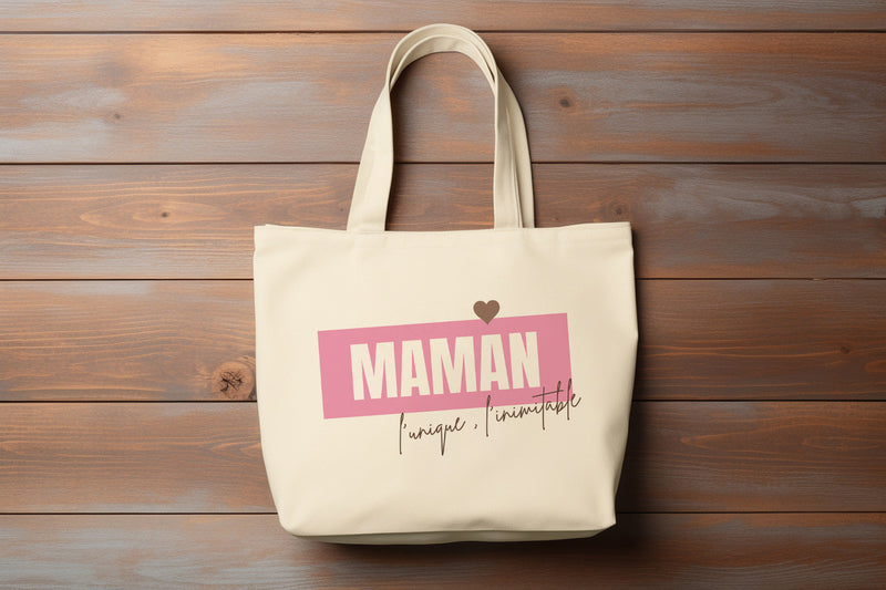 sac tote bag personnalisé « maman l’unique, l’inimitable » cadeau maman fete des meres