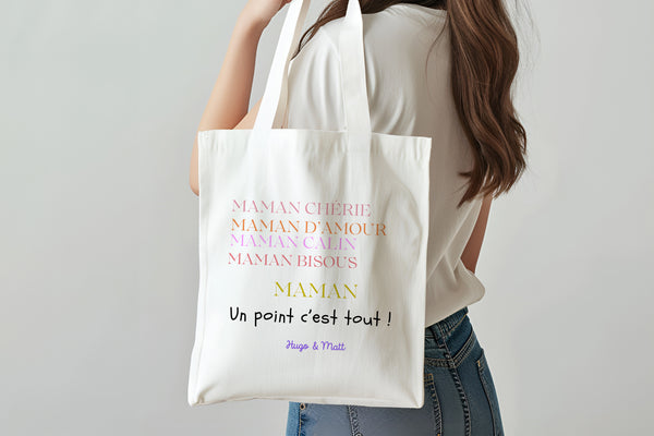 sac tote bag personnalisé "maman un point c'est tout" cadeau maman fête des mères