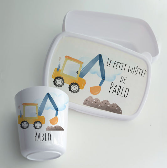 Ensemble gobelet et boite à Goûter personnalisés enfant