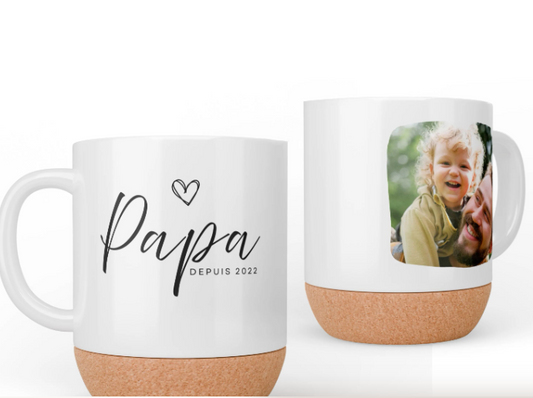 Mug personnalisé photo céramique et liège