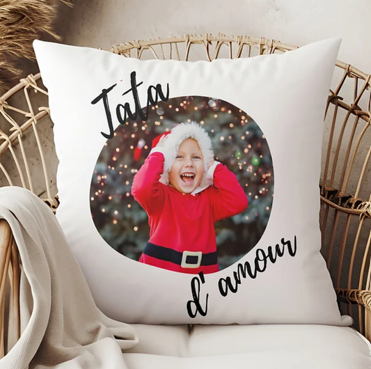 Coussin personnalisé photo et message