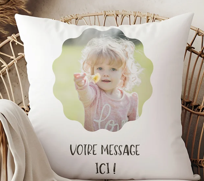 Coussin personnalisé photo et message