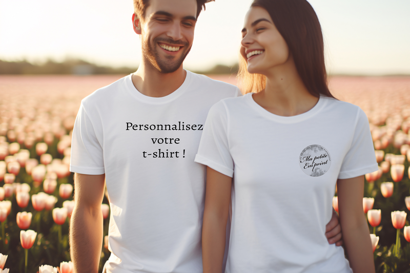 tee-shirt manches coutes personnalisable blanc imprimé