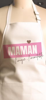 Tablier personnalisé message « maman l’inimitable » - cadeau fête des mères, anniversaire maman