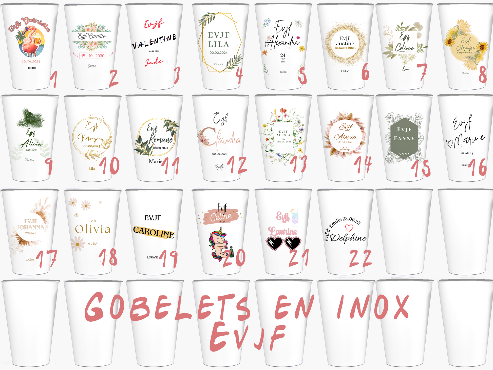 Gobelet personnalisé en inox pour evjf evjg