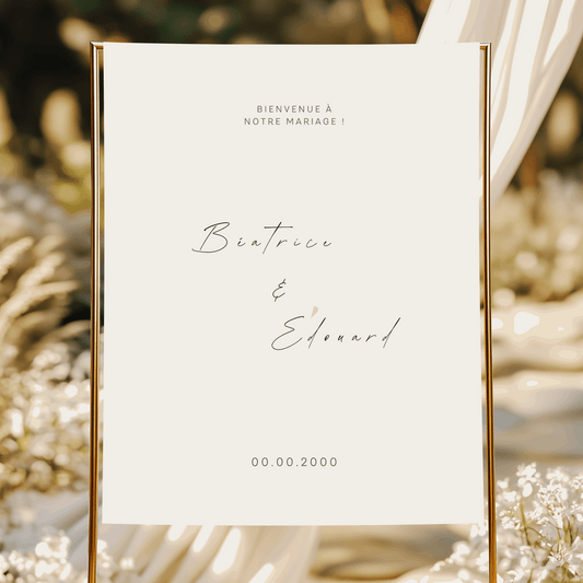 Panneau de Bienvenue tissu Mariage – chic et minimaliste