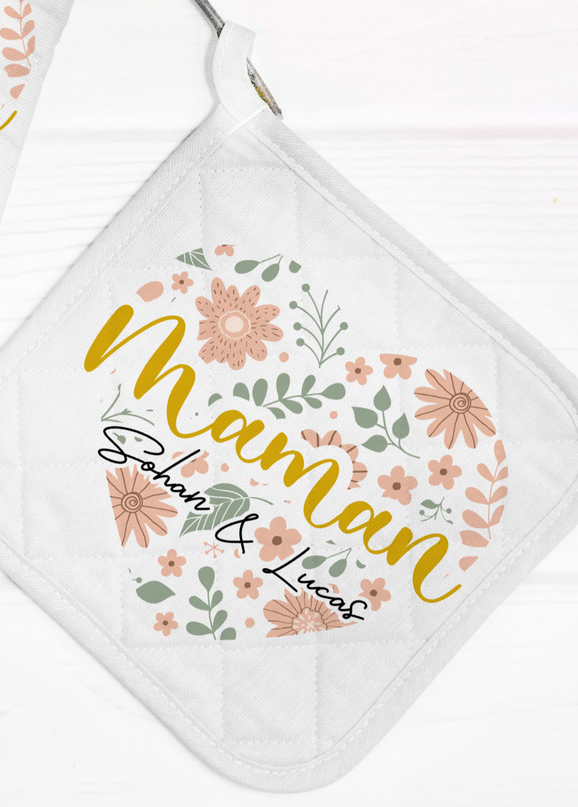 Ensemble gant et manique personnalisés maman 