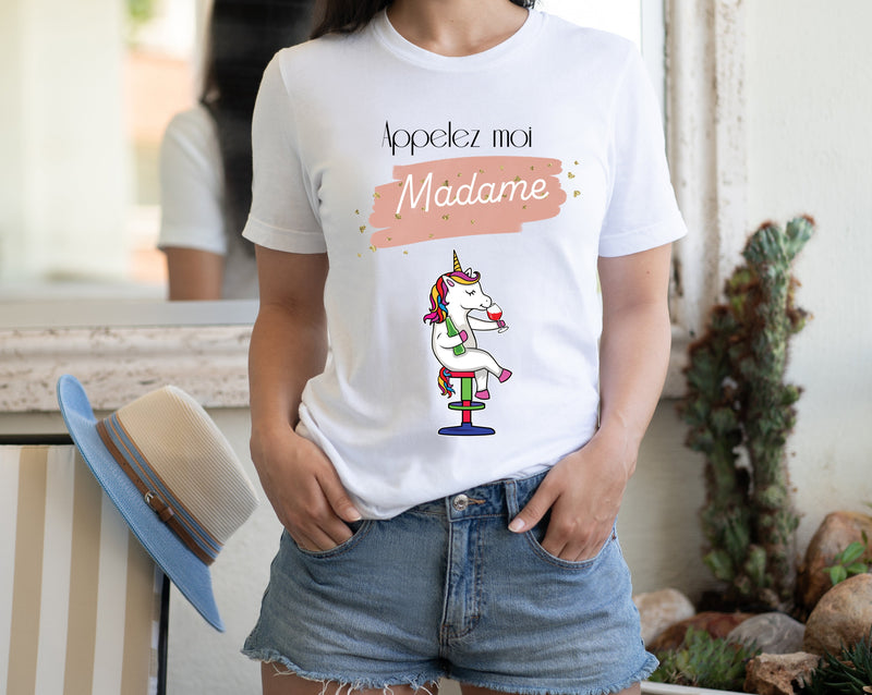 Tee-shirt EVJF licorne "Appelez-moi Madame"