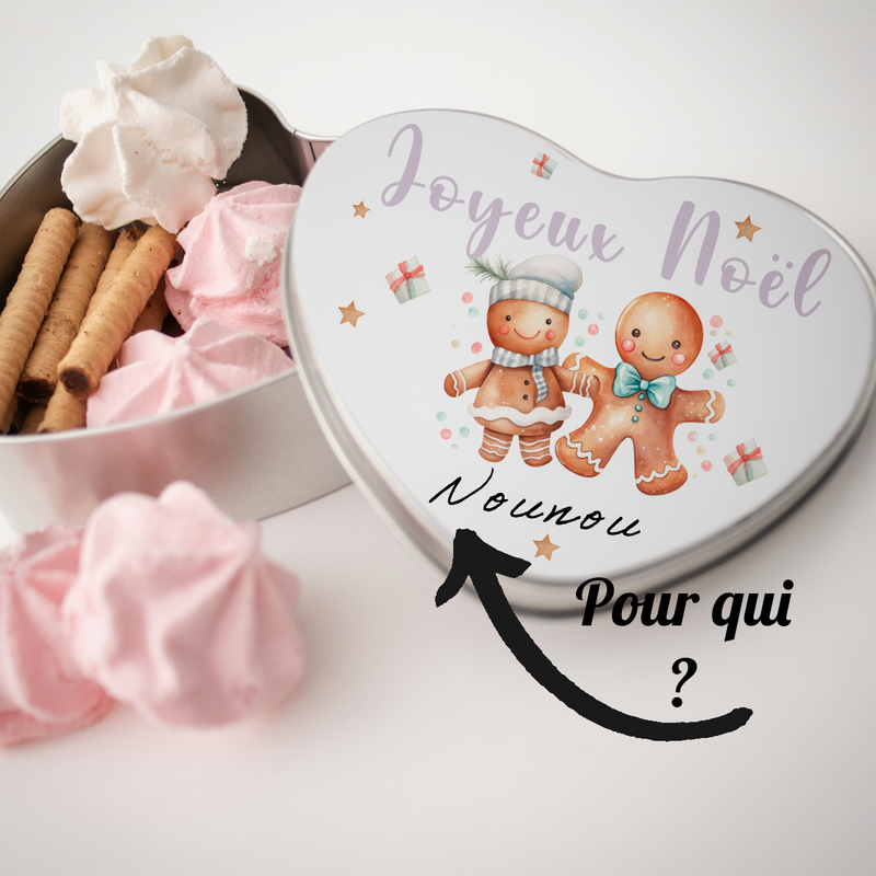 Coffret cadeau mug et boite à biscuit personnalisés noël | Cadeau noël mamie, maitresse, nounou, atsem, aesh...