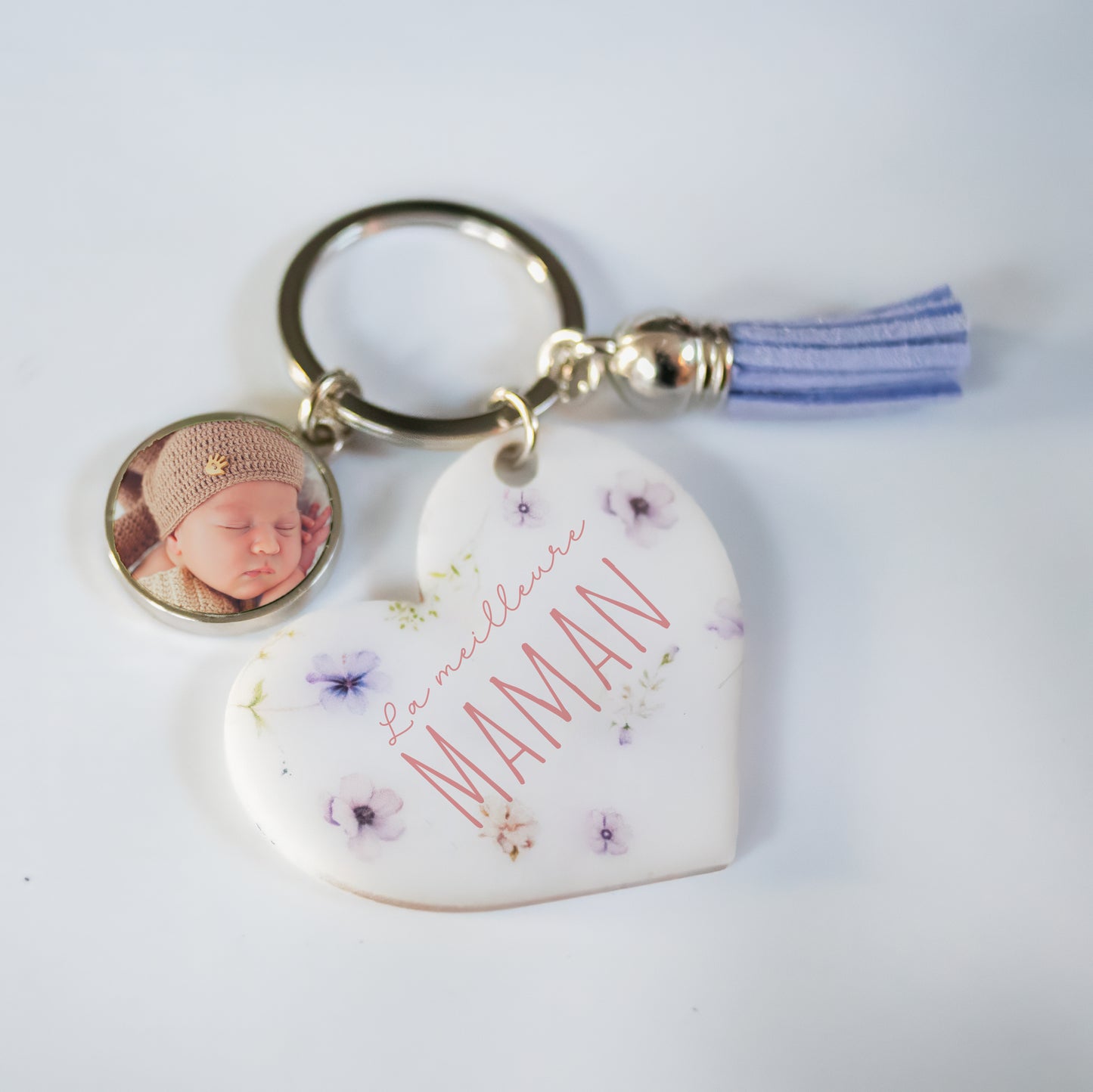 porte clé cœur plexiglass personnalisé avec photo idée cadeau  fête des mères, mamie, nounou...