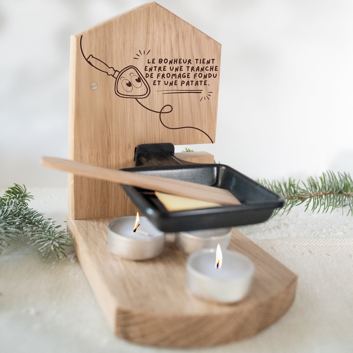 Kit à raclette personnalisé individuel – Gravé avec humour 🕯️
