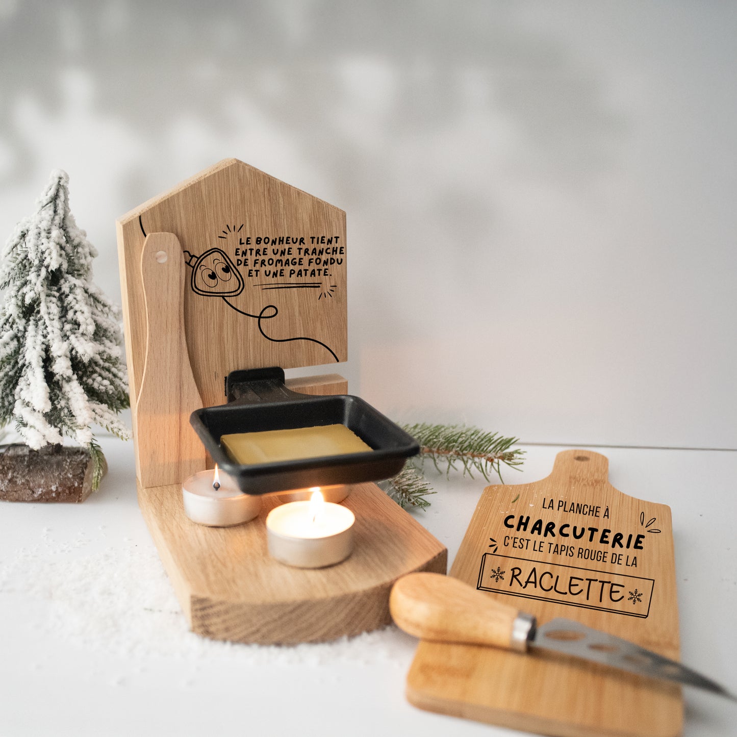 Kit à raclette personnalisé individuel – Gravé avec humour 🕯️