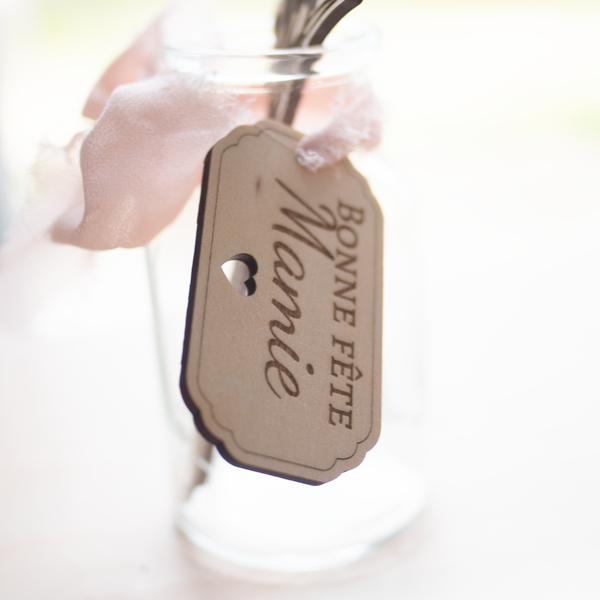 Vase et fleur en bois personnalisé avec photo - cadeau pour mamie, fête des grands mères, nounou, maman