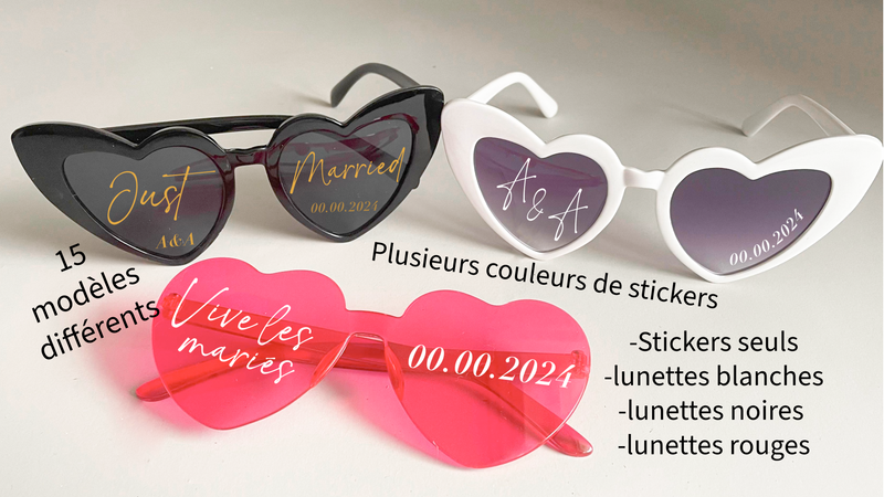 Lunettes de Soleil  Personnalisées pour Mariage ou EVJF