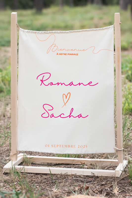 Panneau de Bienvenue tissu Mariage –