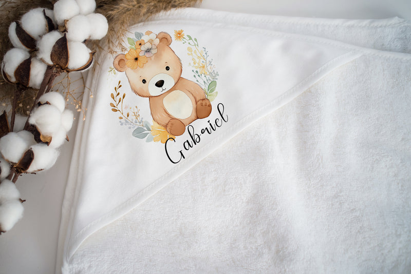 cape de bain personnalisée cadeau naissance bébé avec prénom