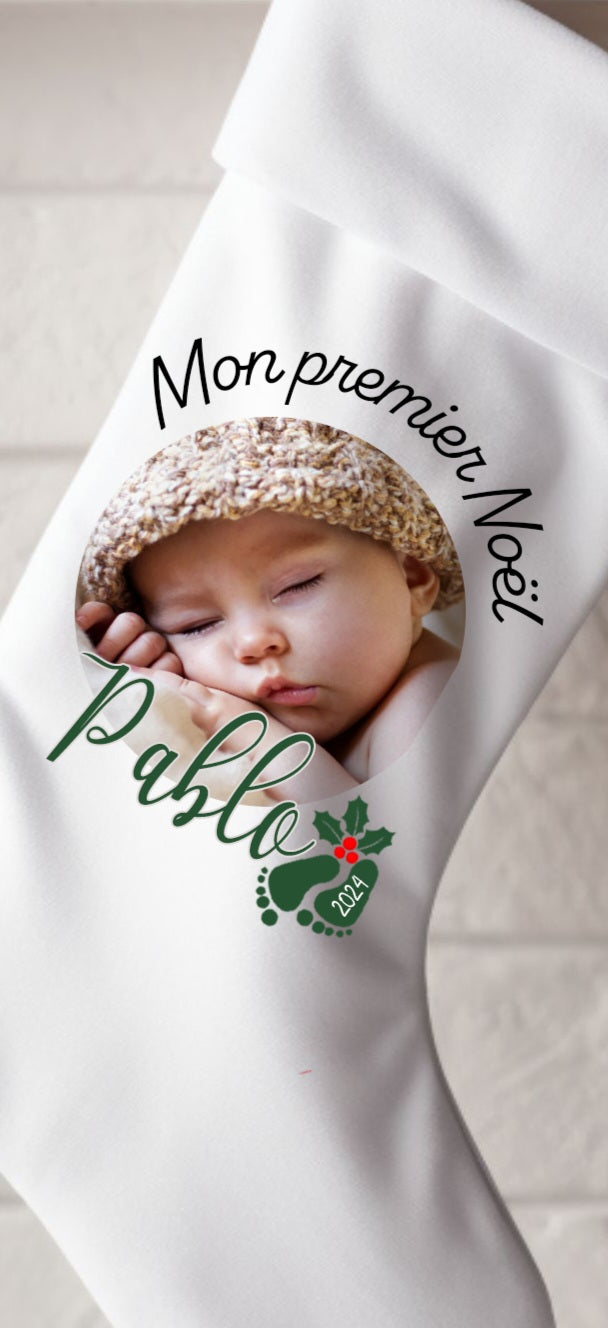 chaussette personnalisée de noël pour bébé