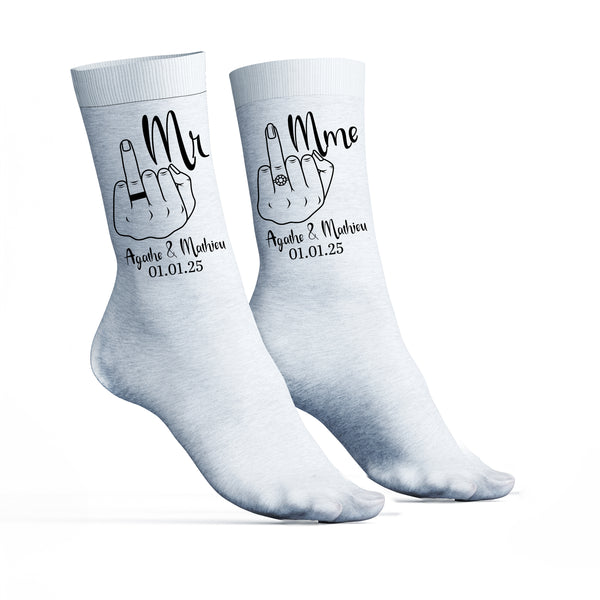 chaussettes enterrement de vie de jeune fille ou de garçon, idée cadeau futurs mariés témoin demoiselle d'honneur. Chaussettes pour le marié