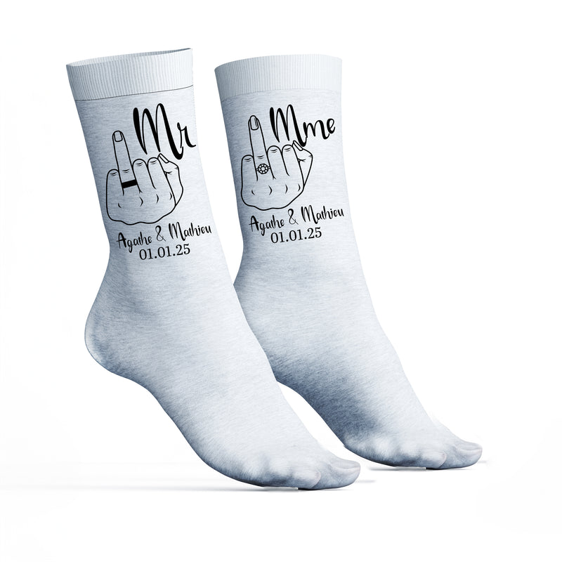 chaussettes enterrement de vie de jeune fille ou de garçon, idée cadeau futurs mariés témoin demoiselle d'honneur. Chaussettes pour le marié