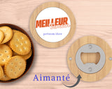 Décapsuleur aimanté personnalisé en bois - cadeau témoin, papa, collègue, papi...