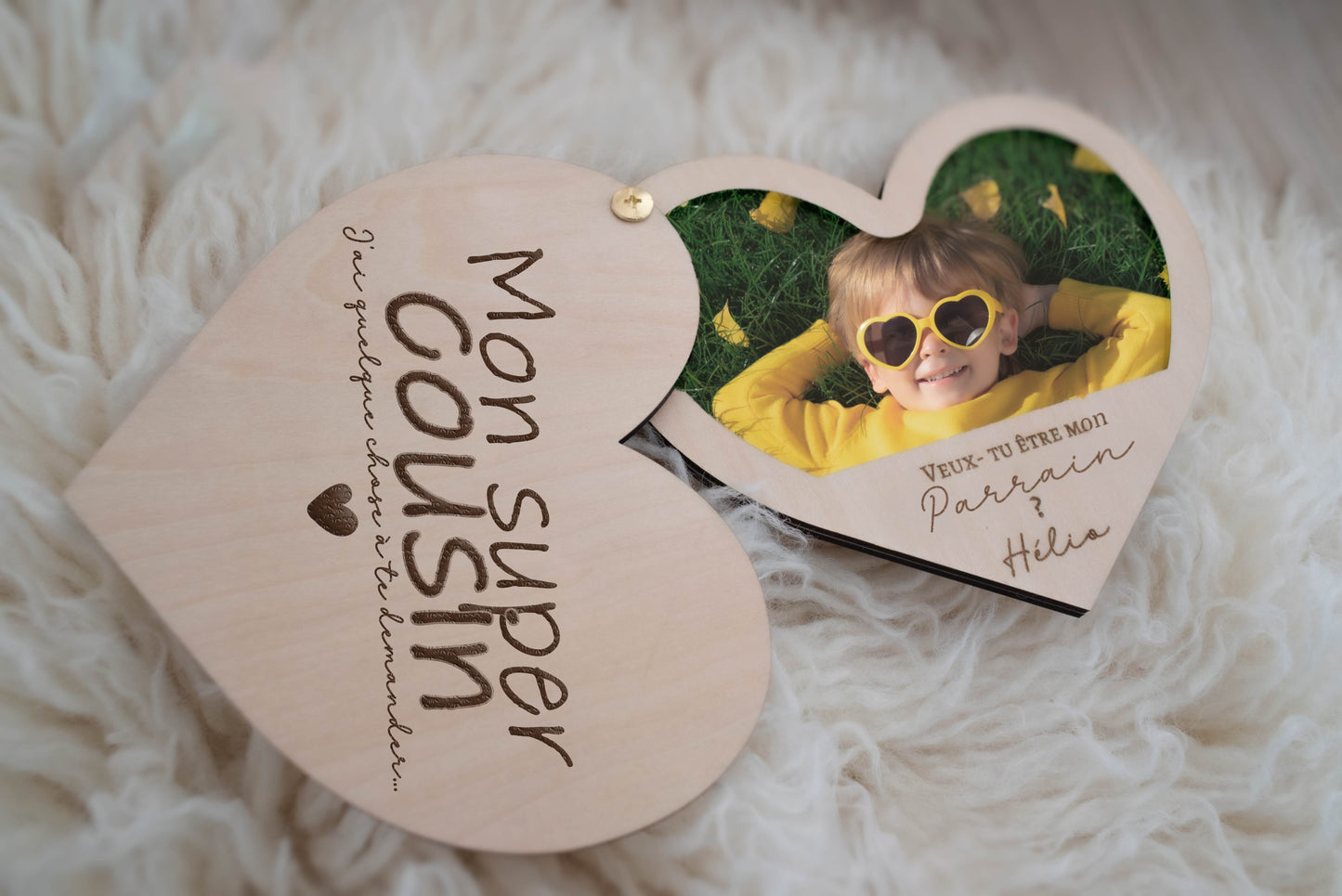 Demande de parrain marraine originale en bois avec photo